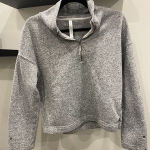 Fabletics Grey Fleece 1/4 Zip Pullover